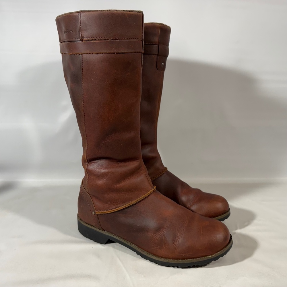 Eddie Bauer Trace Boot Natural Leather Riding Boots Size 9 Waterproof Side Zip